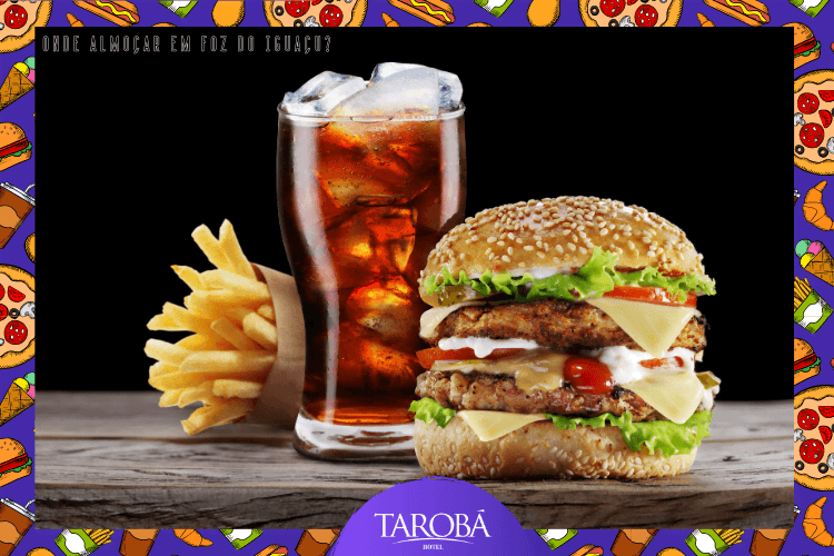 Lanches, refrigerante e batata-frita