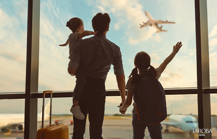 Família no aeroporto - voos para Foz do Iguaçu