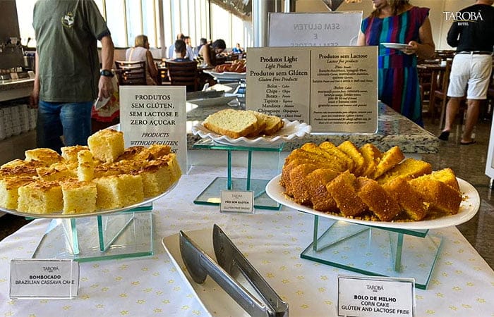 Produtos para quem tem restrições alimentares - Café da Manhã do Tarobá Hotel